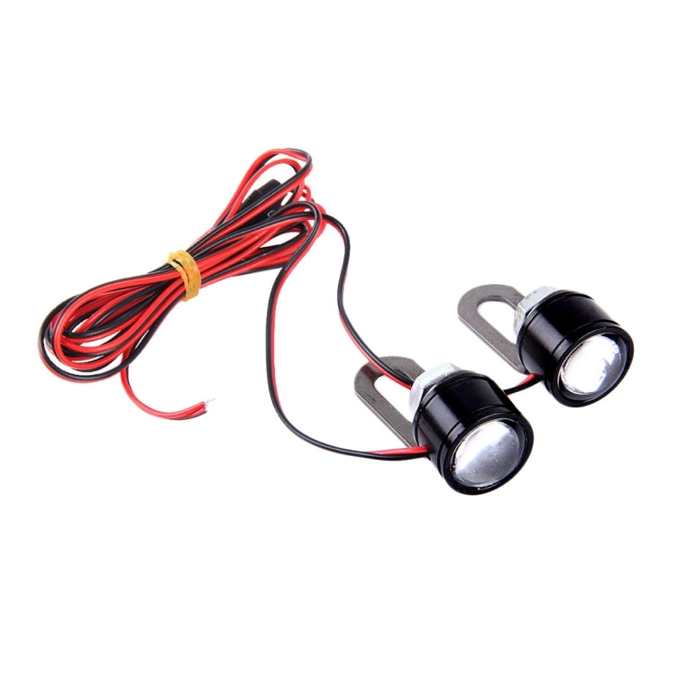 2 PCS 12V 3W  White Light Eagle Eyes LED Strobe Light For Motorcycle ，Wire Length: 90cm