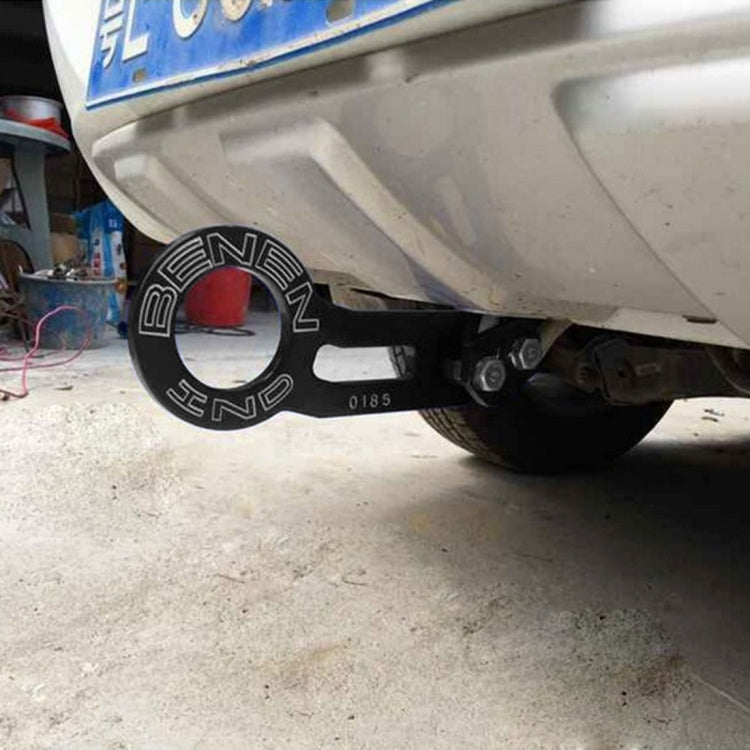 Benen Aluminum Alloy Rear Tow Towing Hook Trailer Ring for Universal Car Auto with Two Screw Holes(Black)