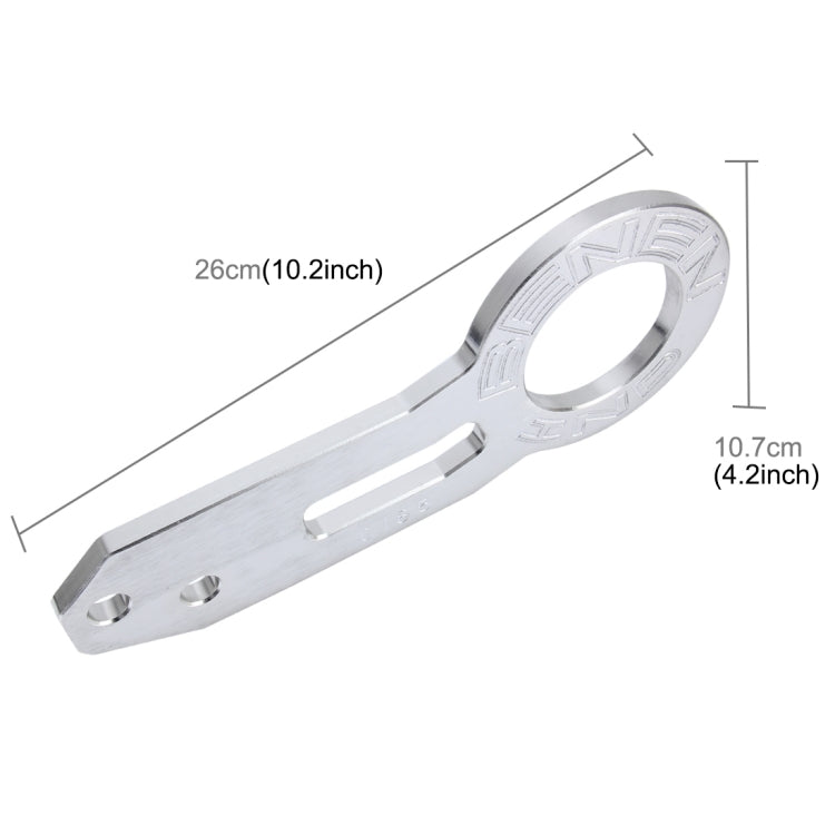 Benen Aluminum Alloy Rear Tow Towing Hook Trailer Ring for Universal Car Auto with Two Screw Holes(Silver)