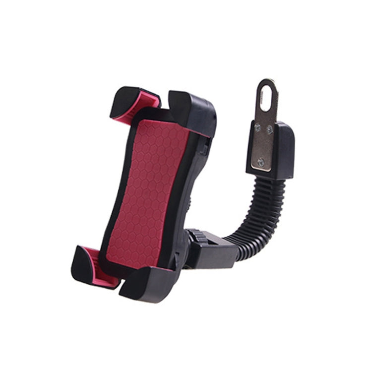 Universal 360 Degrees Free Rotation ABS Motorcycle Phone Bracket Mountain Bike Navigation Bracket GPS/Mobile Holder for 3.5-6.5 inch Mobile Phone(Rose Red)