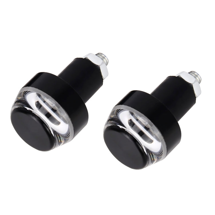 Pair Motorcycle Turn Double Light Grip Bar Plug Strobe Side Marker End LED Handlebar Lamp, Yellow and White Light