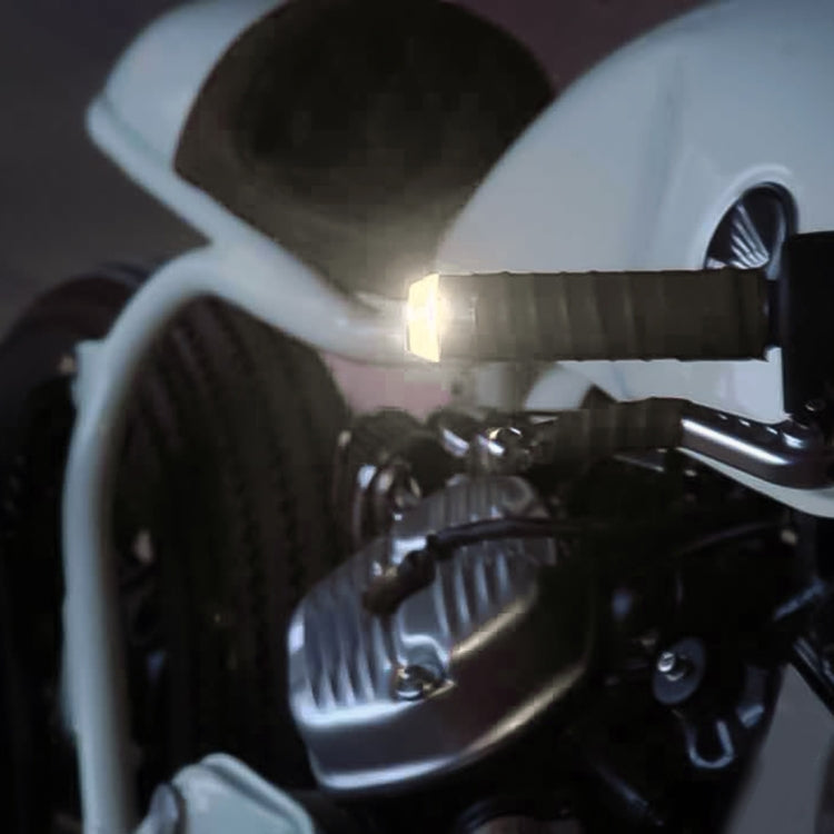 Pair Motorcycle Turn Double Light Grip Bar Plug Strobe Side Marker End LED Handlebar Lamp, Yellow and White Light
