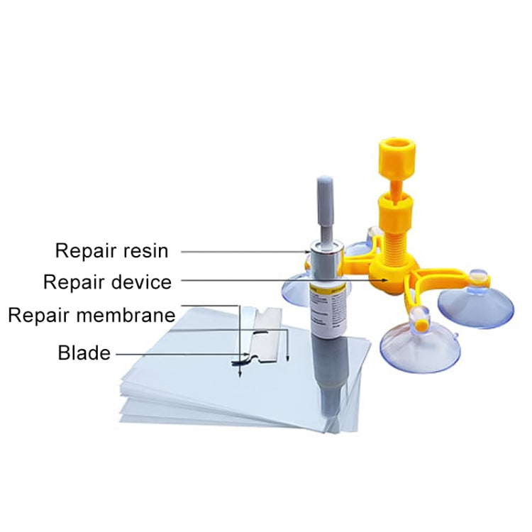 Professional Windscreen Repair Tool Paintless Dent Removal Car Window Windshield Repair Kit Chip Crack Auto Glass(Yellow)