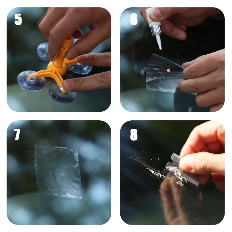 Professional Windscreen Repair Tool Paintless Dent Removal Car Window Windshield Repair Kit Chip Crack Auto Glass(Yellow)