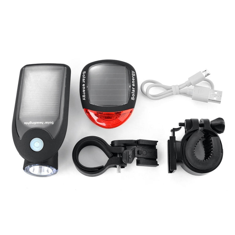 2 PCS 3W 240LM USB Solar Energy Motorcycle / Bicycle Light Set, Front Light+Back Light(White)