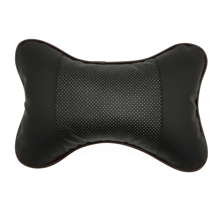 Four Seasons Breathable Leather Surface Car Neck Pillow Head Pillow(Black)