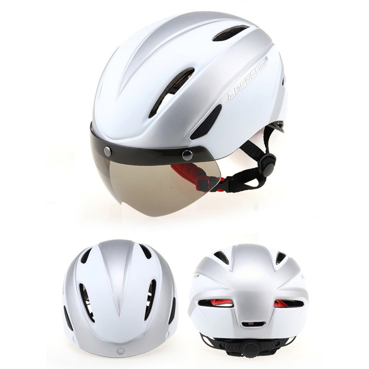 Base Camp Colorful Men and Women Road Mountain Bike Magnetic Goggles Helmets Riding Safety Helmet Head Circumference Fit for 56-62cm(Silver)