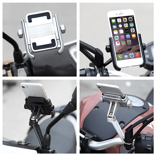 Motorcycle Rear View Mirror Aluminum Alloy Phone Bracket, Suitable for 4-6 inch Device(Black)