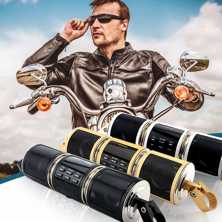 Motorcycle Waterproof Aluminum Shell Bluetooth Handle Stereo Speaker, Support BT/MP3/FM/TF(Gold)