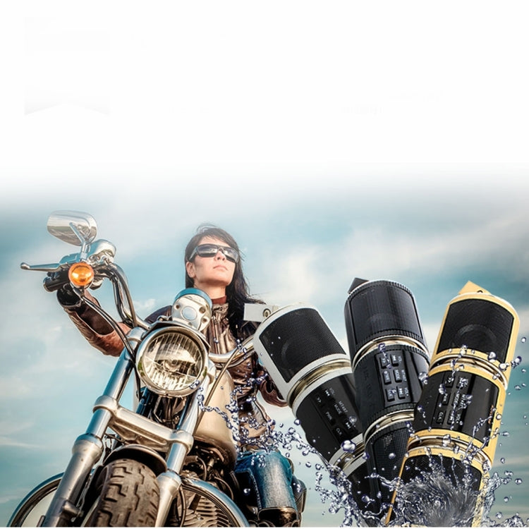 Motorcycle Waterproof Aluminum Shell Bluetooth Handle Stereo Speaker, Support BT/MP3/FM/TF(Gold)