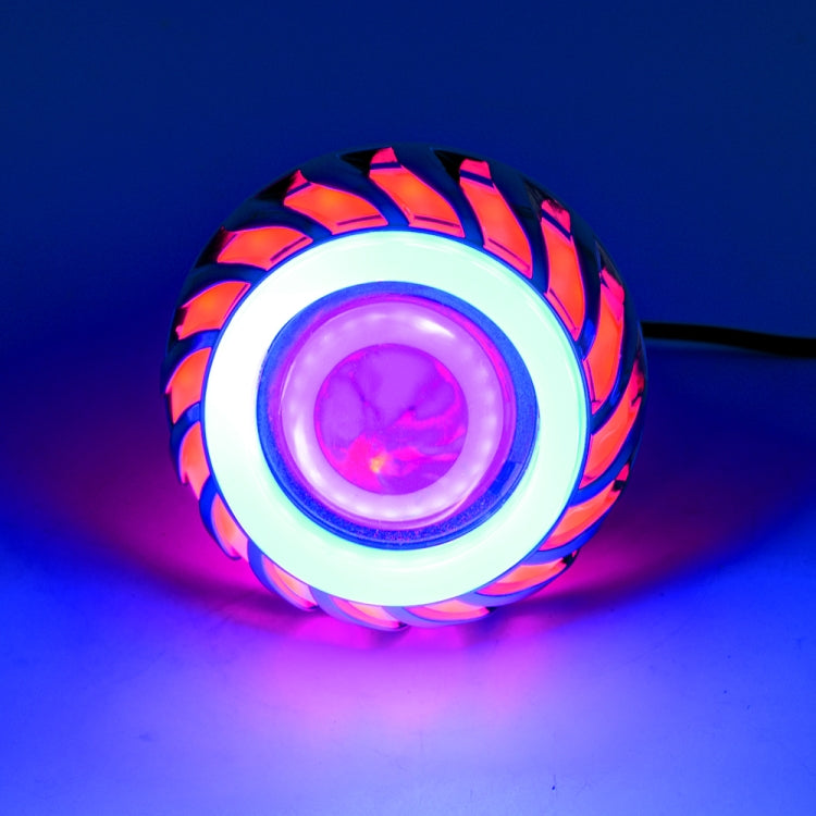Motorcycle 30W DC 12V-85V LED Headlight Lens Built-in Whirlwind Double Aperture Angle Eyes + Devil Eye(Red Light)