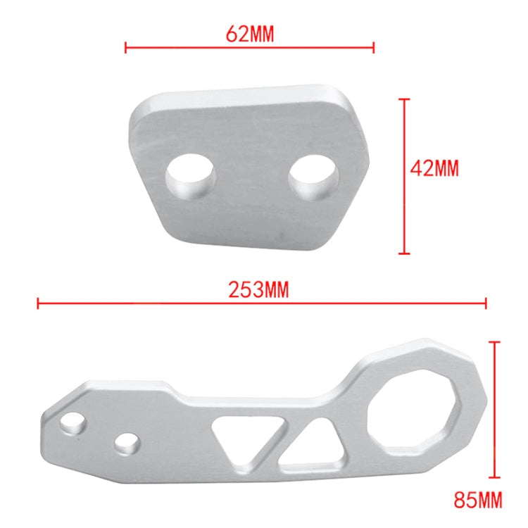 Aluminum Alloy Rear Tow Towing Hook Trailer Ring for Universal Car Auto with 2 x Screw Holes(Silver)