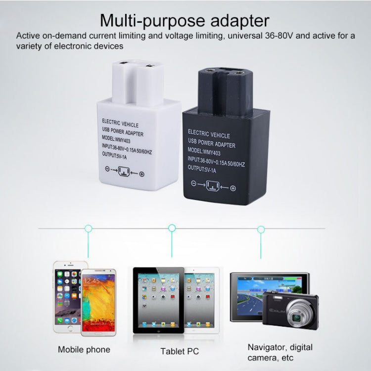 Electrical Motorcycle 36-80V 2A Double Port USB Mobile-phone Charger Adapter (White)