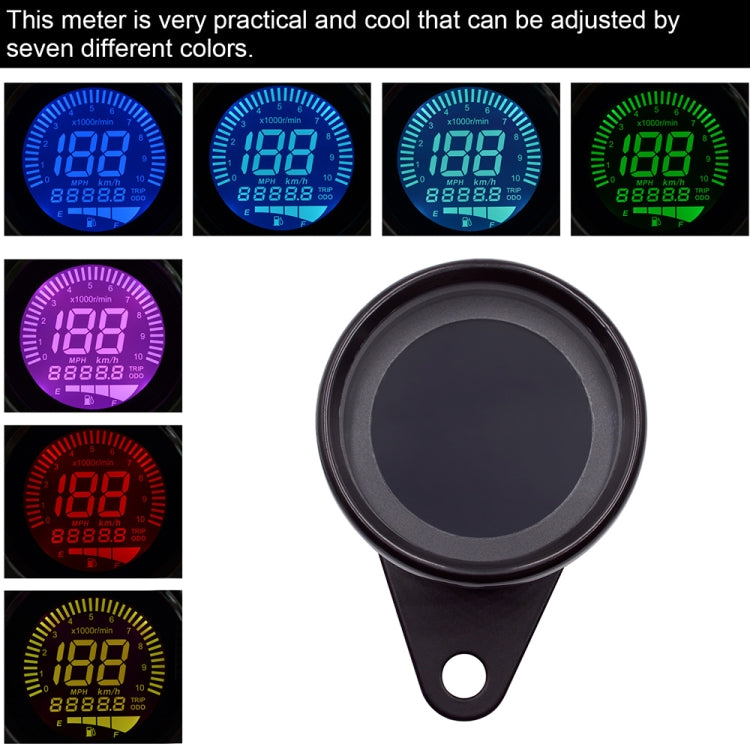 CS-636B1 Motorcycle Multi-functional Modification Instrumentation Motorcycle Odometer Speedometer Tachometer Oil Gauge (Black)