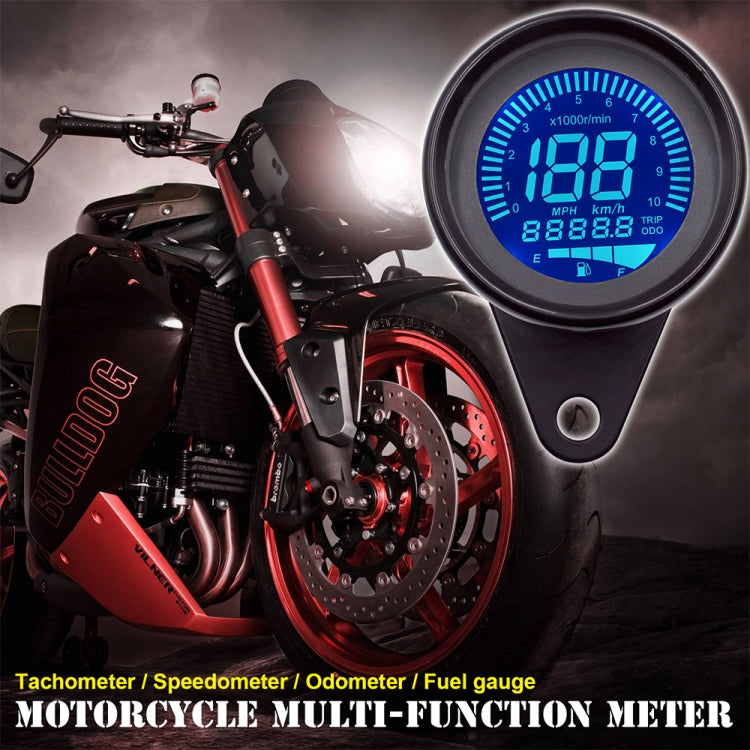 CS-636B1 Motorcycle Multi-functional Modification Instrumentation Motorcycle Odometer Speedometer Tachometer Oil Gauge (Black)