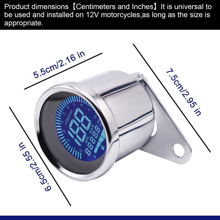 Motorcycle Multi-functional Modification Instrumentation Motorcycle Odometer Speedometer Tachometer Oil Gauge(Silver)