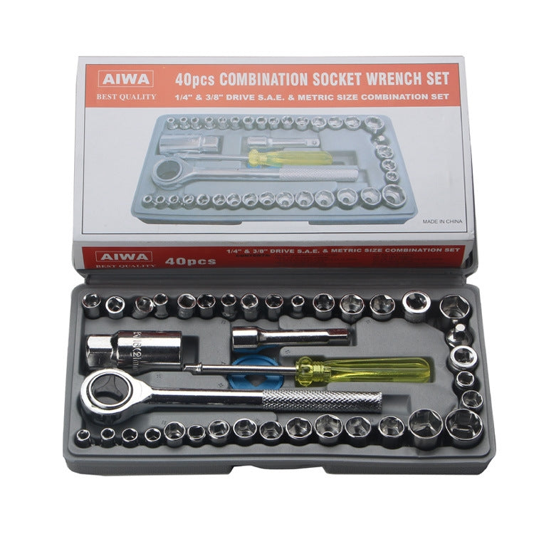 40 PCS Socket Wrench Set Car / Motorcycles Repair Combination Hardware Toolbox