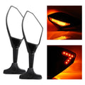 Motorcycle Modified Rear View Mirror Set with Light for Kawasaki (Black)