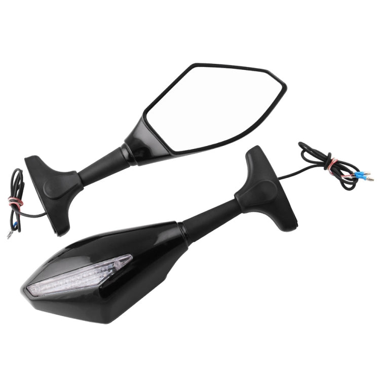 Motorcycle Modified Rear View Mirror Set with Light for Kawasaki (Black)