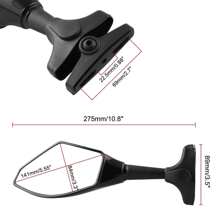 Motorcycle Modified Rear View Mirror Set with Light for Kawasaki (Black)