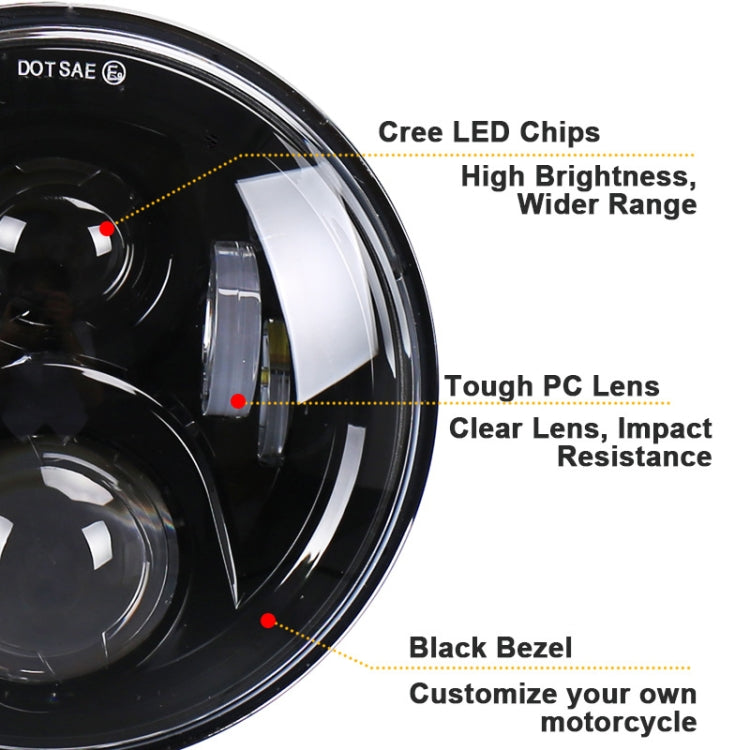 7 inch Round LED Motorcycle Headlight Modified Spotlight for Honda (Silver)