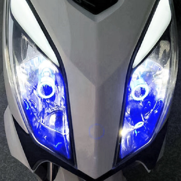 BA20D DC12-80V / 20W / 6000K / 2000LM Motorcycle Headlight with Angel Eyes (Red)
