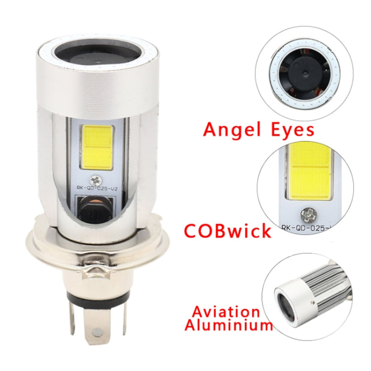 H4 DC12-80V / 20W / 6000K / 2000LM Motorcycle Headlight with Angel Eyes (Red)