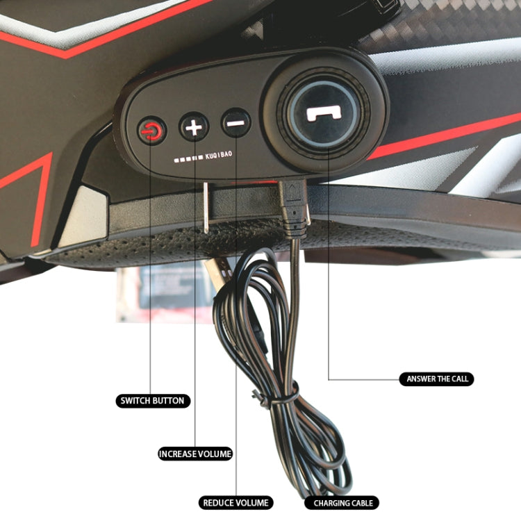 K10 Motorcycle Bluetooth Helmet Headset, Black Hard Pole Microphone