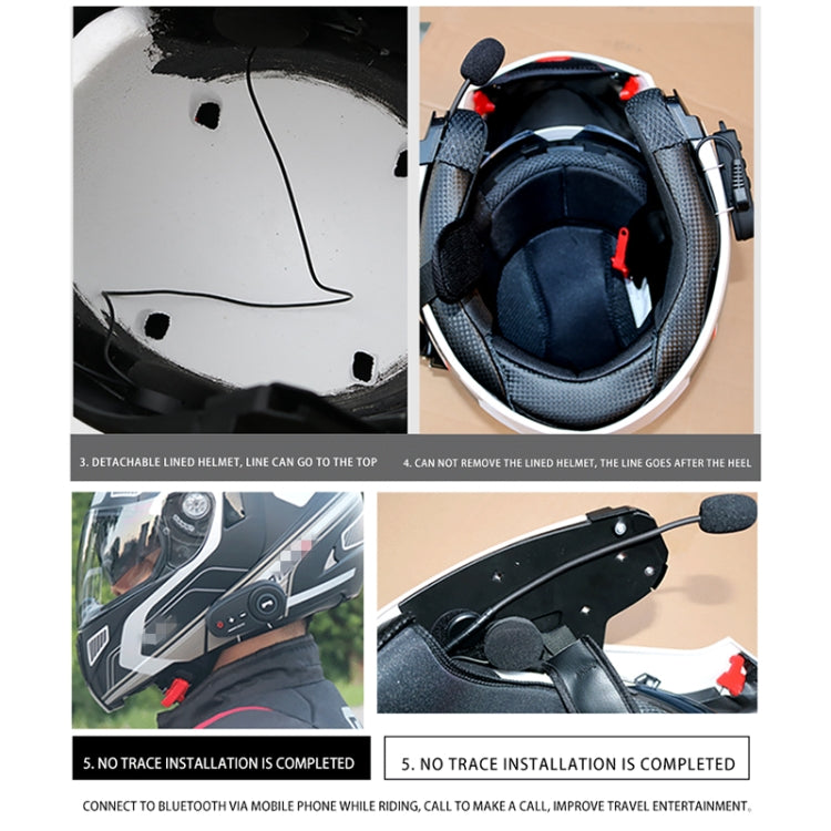 K10 Motorcycle Bluetooth Helmet Headset, Black Hard Pole Microphone