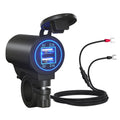 ZH-526I1 Car / Motorcycle 4.2A Dual USB Port Car Charger(Blue Light)