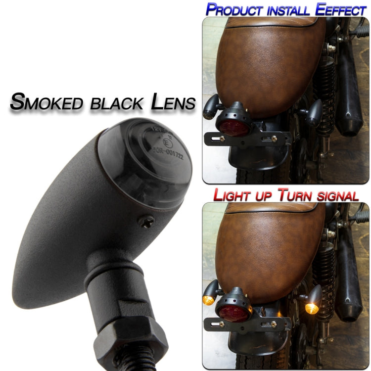 2 PCS KC805 Motorcycle Retro Metal Turn Signal Light (Transparent Black)