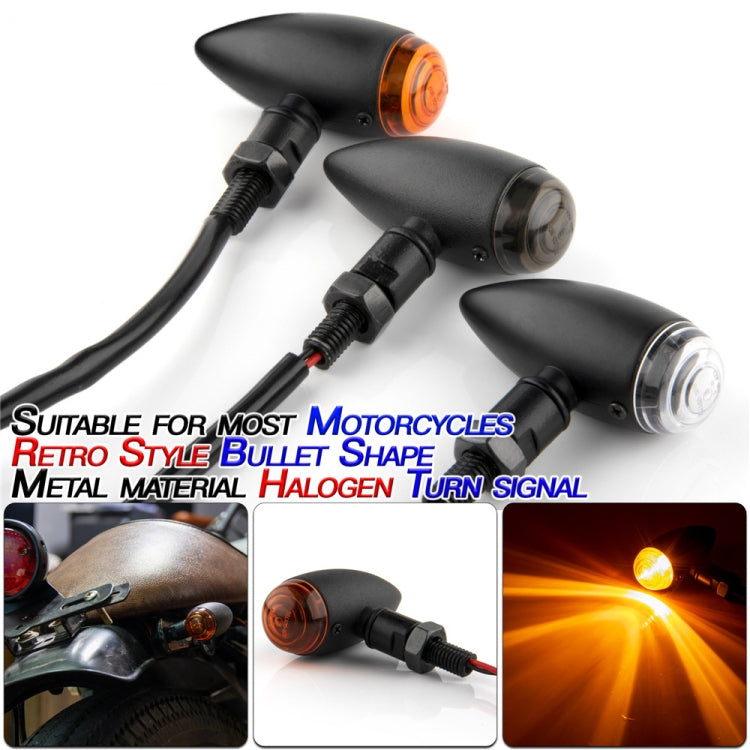 2 PCS KC805 Motorcycle Retro Metal Turn Signal Light (Transparent Black)
