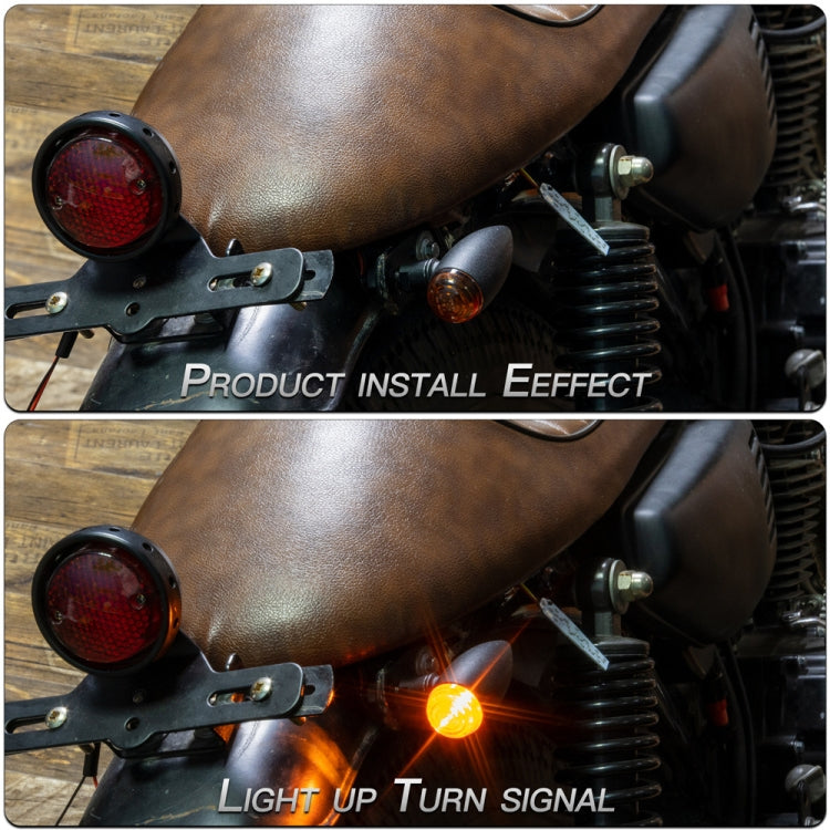 2 PCS KC805 Motorcycle Retro Metal Turn Signal Light (Transparent Black)