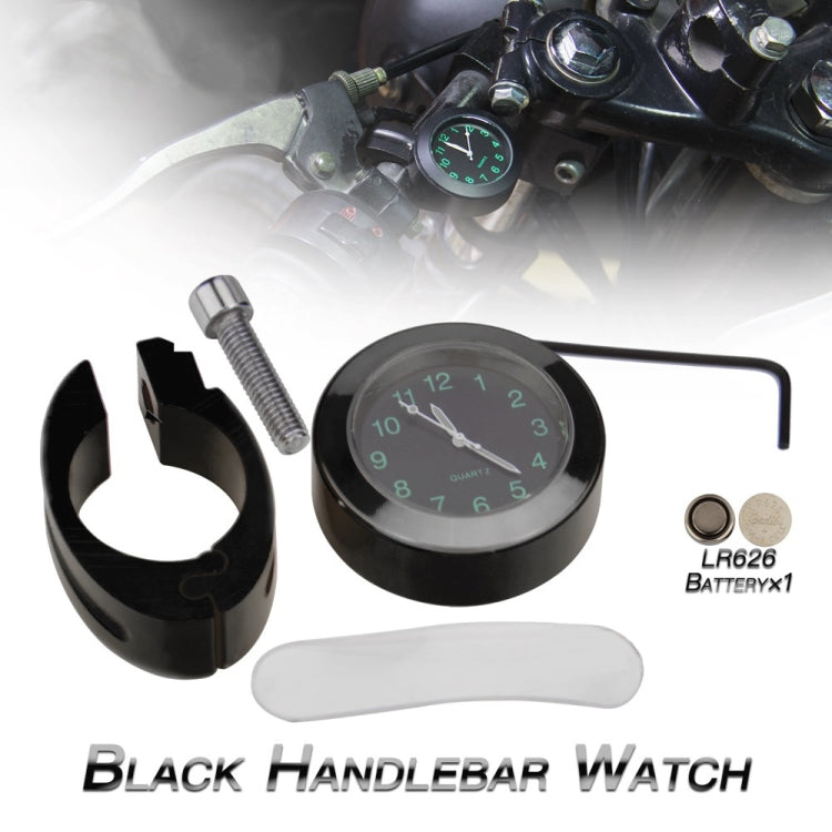 Motorcycle 22-25mm Handlebar Clock Quartz Watch with Lock (Black)