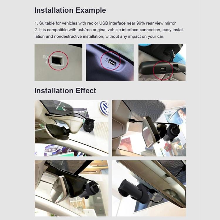 Car WiFi Single Camera Hidden 360 Degree Rotation Car Driving Recorder