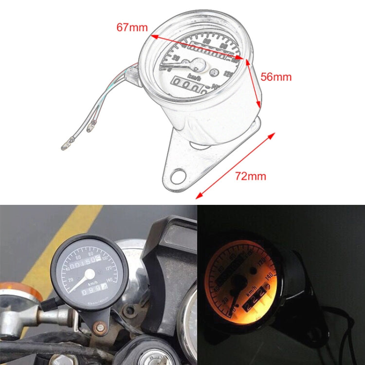 Motorcycle Retro Modified Odometer Speedometer Kilometer (Silver)