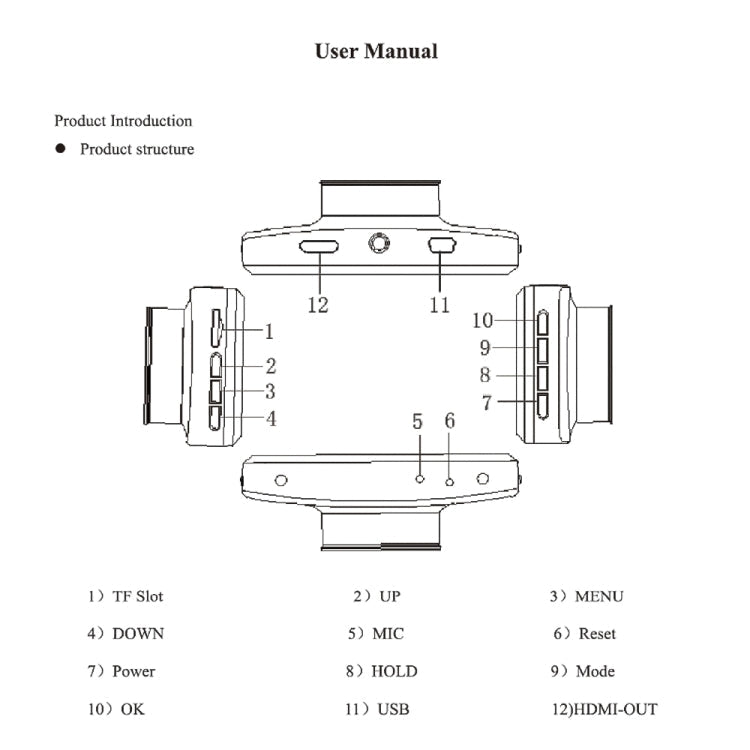 F9 Car Front and  Inner Dual Camera HD Infrared Night Vision Car Driving Recorder