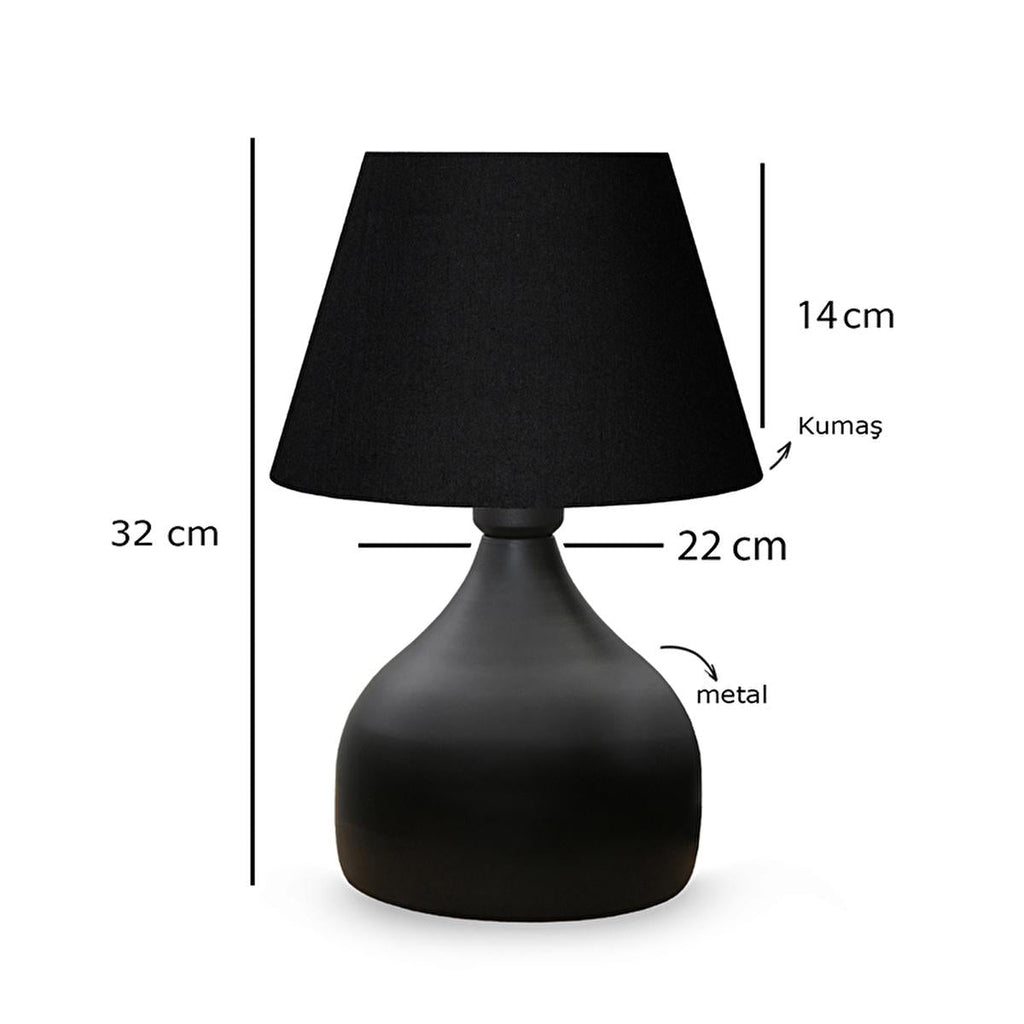 Homing Milano Metal Body Black Fabric Shade Table Lamp - Modern Home Decor Lighting with Adjustable Cord