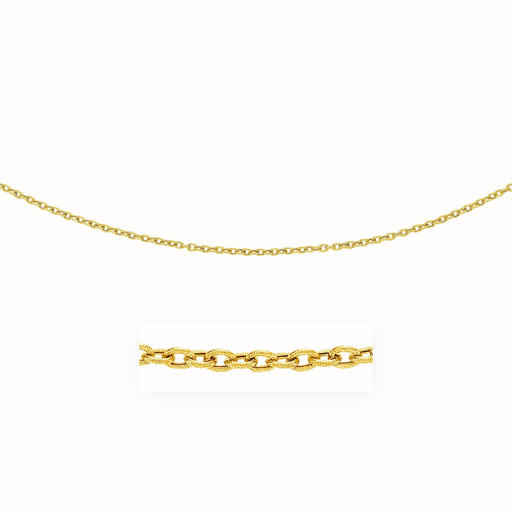 3.5mm 14k Yellow Gold Pendant Chain with Textured Links
