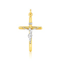 14k Two Tone Gold Cross Pendant