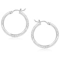 14k White Gold Diamond Cut Hoop Earrings (25 mm)