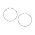 10k White Gold Polished Hoop Earrings (30 mm)