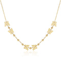 14k Yellow Gold 18 inch Necklace with Polished Butterflies and Beads
