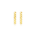 14k Yellow Gold Textured Bar Earrings
