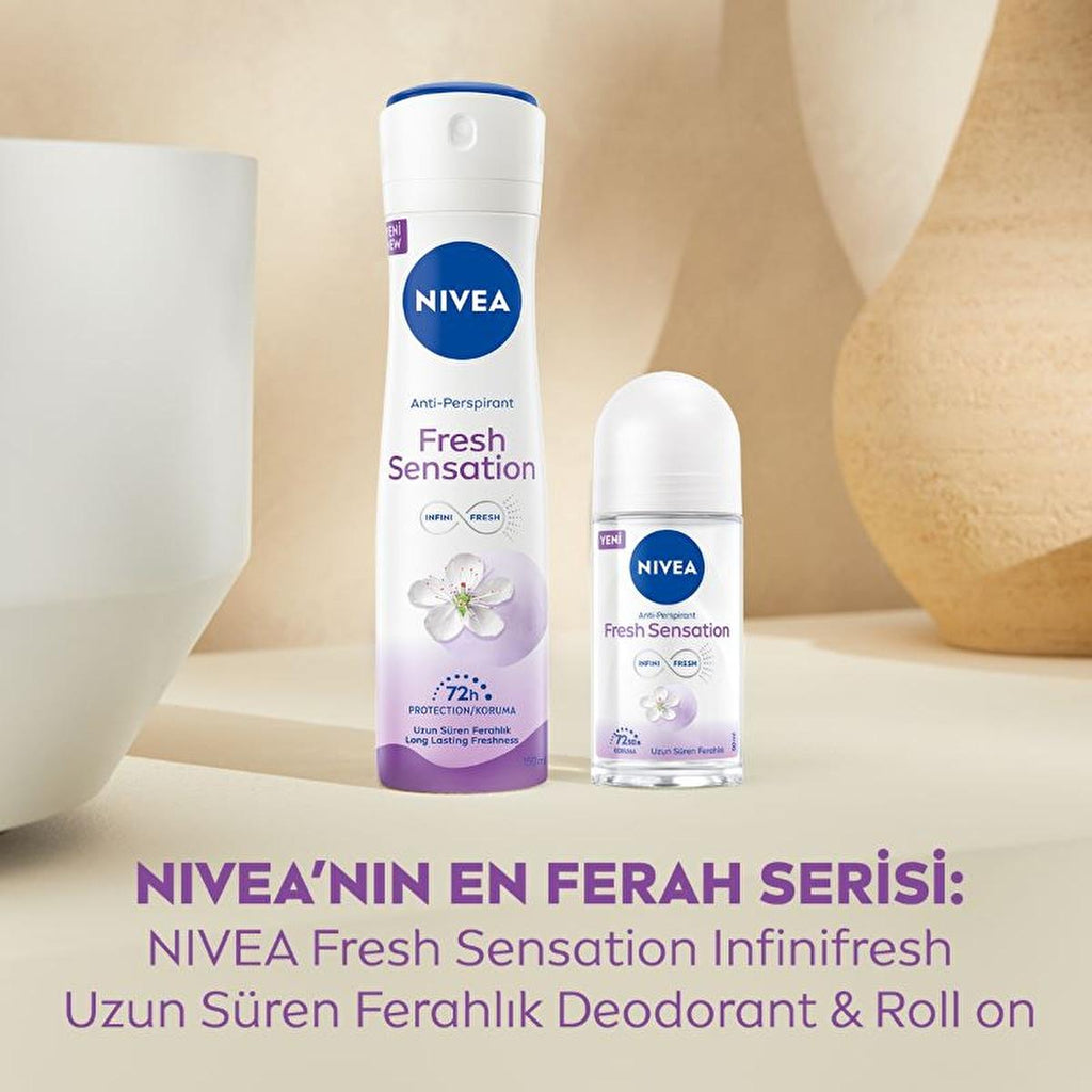NIVEA Fresh Sensation Deodorant Roll-On for Women - 72-Hour Anti-Perspirant Protection, Long-Lasting Freshness