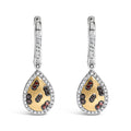 10K Yellow Gold Plated Sterling Silver 1/3 Cttw Multi Color Diamond Pear Shape Dangle Earrings