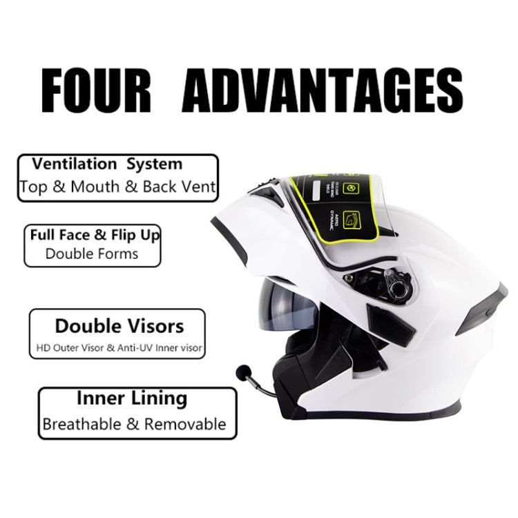 Soman 955 Skyeye Motorcycle Full / Open Face Bluetooth Helmet Headset Full Face, Supports Answer / Hang Up Calls(Pearl White)