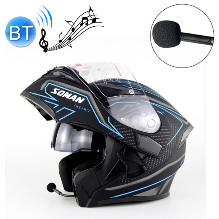 Soman 955 Skyeye Motorcycle Full / Open Face Bluetooth Helmet Headset Full Face, Supports Answer / Hang Up Calls(Black Blue)