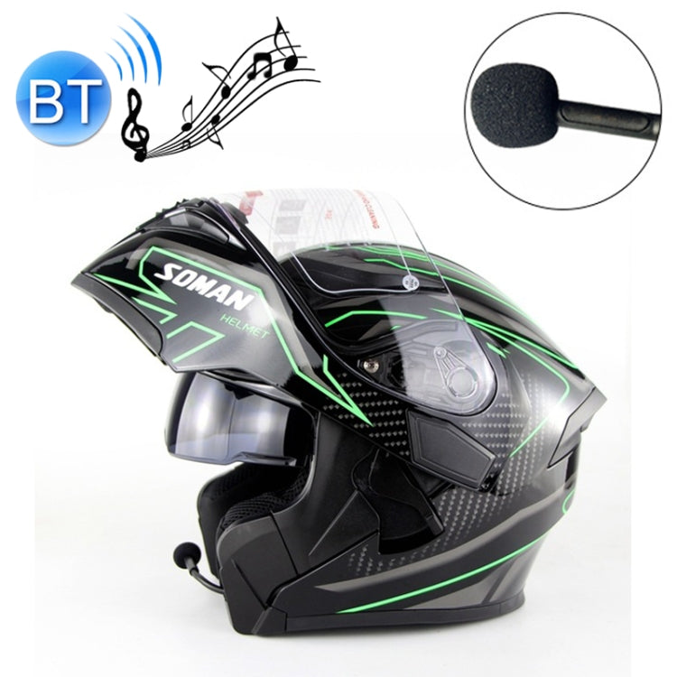 Soman 955 Skyeye Motorcycle Full / Open Face Bluetooth Helmet Headset Full Face, Supports Answer / Hang Up Calls(Black Green)