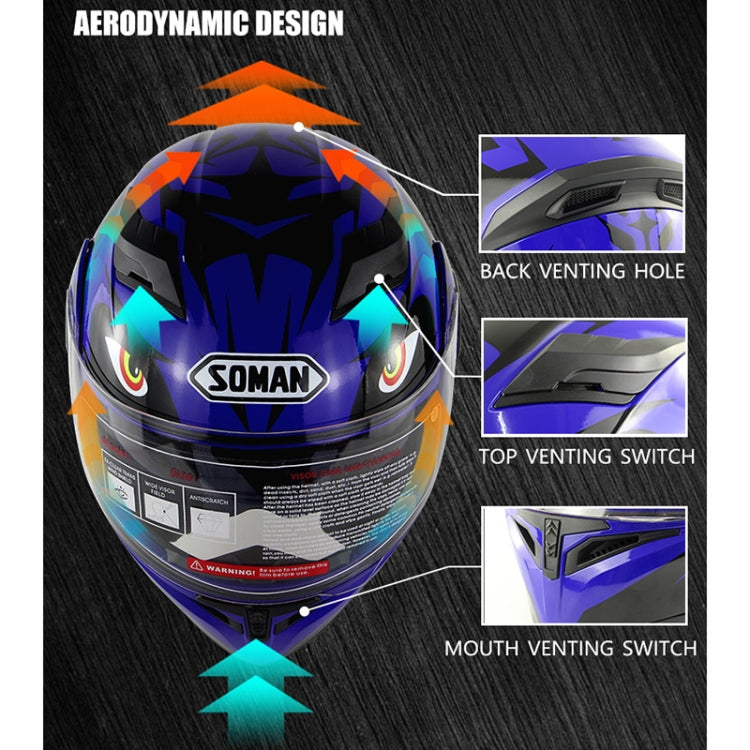 Soman 955 Skyeye Motorcycle Full / Open Face Bluetooth Helmet Headset Full Face, Supports Answer / Hang Up Calls(Black Green)